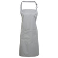 Silver - Front - Premier Ladies-Womens Colours Bip Apron With Pocket - Workwear (Pack of 2)