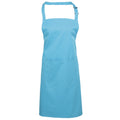 Turquoise - Front - Premier Ladies-Womens Colours Bip Apron With Pocket - Workwear (Pack of 2)