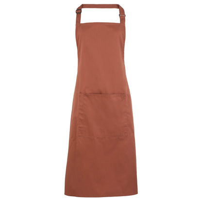 Chestnut - Front - Premier Ladies-Womens Colours Bip Apron With Pocket - Workwear (Pack of 2)