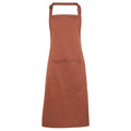 Chestnut - Front - Premier Ladies-Womens Colours Bip Apron With Pocket - Workwear (Pack of 2)