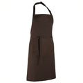 Brown - Back - Premier Ladies-Womens Colours Bip Apron With Pocket - Workwear (Pack of 2)
