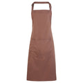 Mocha - Front - Premier Ladies-Womens Colours Bip Apron With Pocket - Workwear (Pack of 2)