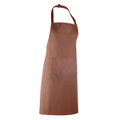 Mocha - Back - Premier Ladies-Womens Colours Bip Apron With Pocket - Workwear (Pack of 2)