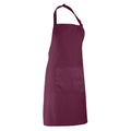 Aubergine - Back - Premier Ladies-Womens Colours Bip Apron With Pocket - Workwear (Pack of 2)
