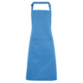 Sapphire - Front - Premier Ladies-Womens Colours Bip Apron With Pocket - Workwear (Pack of 2)