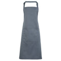 Steel - Front - Premier Ladies-Womens Colours Bip Apron With Pocket - Workwear (Pack of 2)