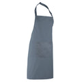 Steel - Back - Premier Ladies-Womens Colours Bip Apron With Pocket - Workwear (Pack of 2)