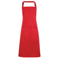 Strawberry Red - Front - Premier Ladies-Womens Colours Bip Apron With Pocket - Workwear (Pack of 2)