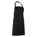 Black - Back - Premier Ladies-Womens Colours Bip Apron With Pocket - Workwear (Pack of 2)