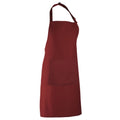 Burgundy - Back - Premier Ladies-Womens Colours Bip Apron With Pocket - Workwear (Pack of 2)