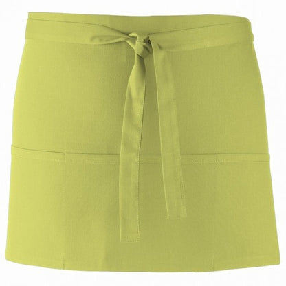 Lime - Front - Premier Ladies-Womens Colours 3 Pocket Apron - Workwear (Pack of 2)
