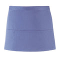 Mid Blue - Front - Premier Ladies-Womens Colours 3 Pocket Apron - Workwear (Pack of 2)