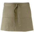Olive - Front - Premier Ladies-Womens Colours 3 Pocket Apron - Workwear (Pack of 2)