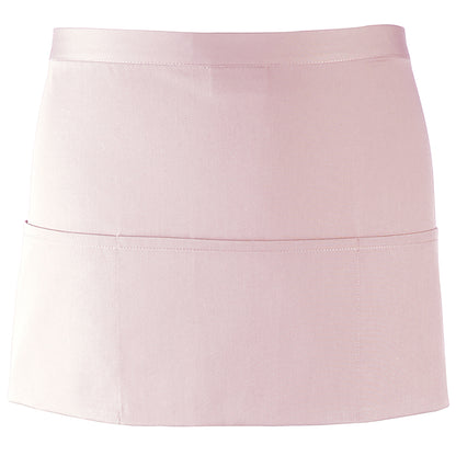 Pink - Front - Premier Ladies-Womens Colours 3 Pocket Apron - Workwear (Pack of 2)
