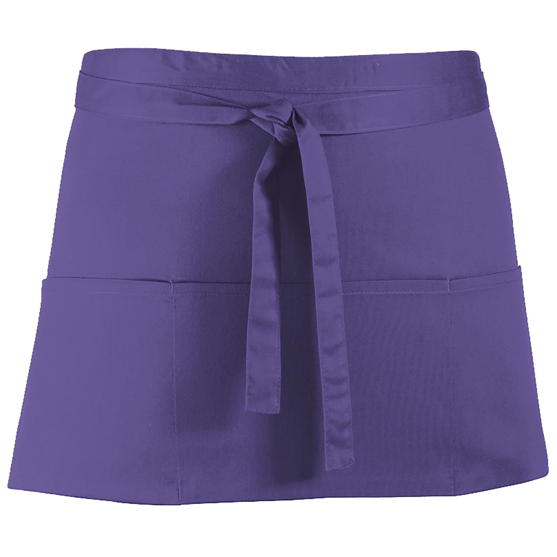 Purple - Front - Premier Ladies-Womens Colours 3 Pocket Apron - Workwear (Pack of 2)