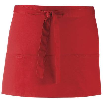 Red - Front - Premier Ladies-Womens Colours 3 Pocket Apron - Workwear (Pack of 2)