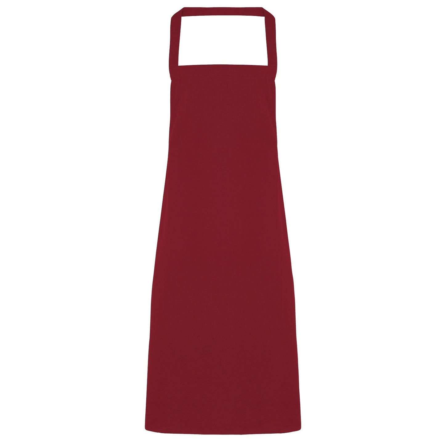 Burgundy - Front - Premier Ladies-Womens Slim Apron (no Pocket) - Workwear (Pack of 2)