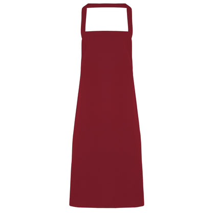 Burgundy - Front - Premier Ladies-Womens Slim Apron (no Pocket) - Workwear (Pack of 2)