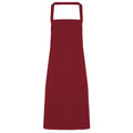 Burgundy - Front - Premier Ladies-Womens Slim Apron (no Pocket) - Workwear (Pack of 2)