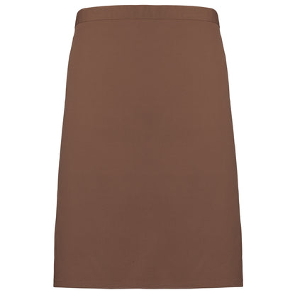Mocha - Front - Premier Ladies-Womens Mid-Length Apron (Pack of 2)