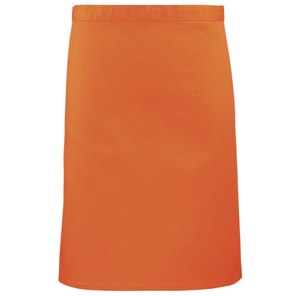 Orange - Front - Premier Ladies-Womens Mid-Length Apron (Pack of 2)