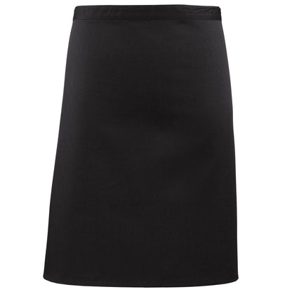 Black - Front - Premier Ladies-Womens Mid-Length Apron (Pack of 2)