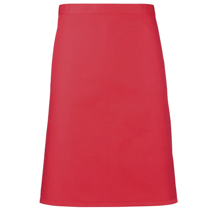 Strawberry Red - Front - Premier Ladies-Womens Mid-Length Apron (Pack of 2)