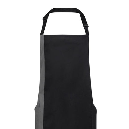 Black- Dark Grey - Back - Premier Unisex Contrast Workwear Bib Apron (Pack of 2)