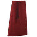 Burgundy - Front - Premier Unisex Colours Bar Apron - Workwear (Long Continental Style) (Pack of 2)