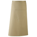 Khaki - Front - Premier Unisex Colours Bar Apron - Workwear (Long Continental Style) (Pack of 2)