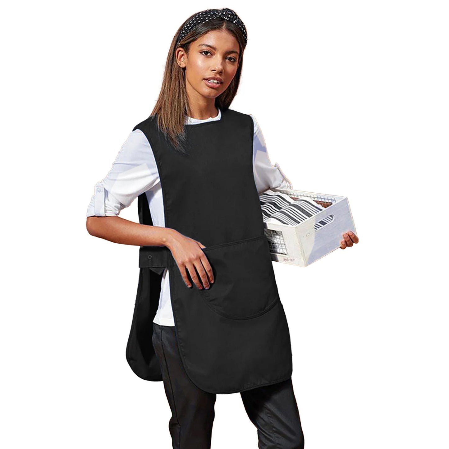 Black - Back - Premier Ladies-Womens Long Length Pocket Tabard - Workwear (Pack of 2)