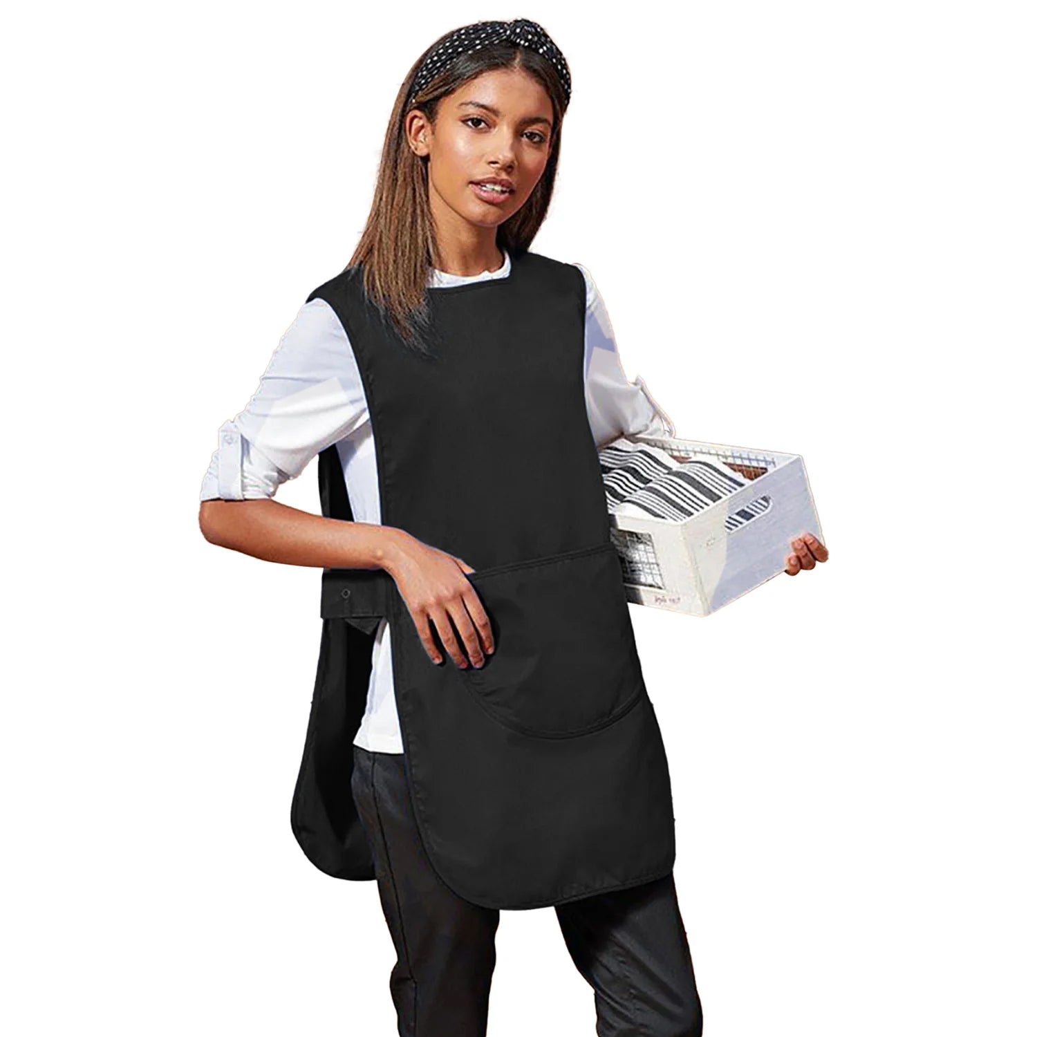 Black - Back - Premier Ladies-Womens Long Length Pocket Tabard - Workwear (Pack of 2)