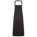 Black- Grey - Front - Premier Ladies-Womens Stripe Apron - Workwear (Butchers Style) (Pack of 2)