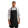 Black - Back - Premier Ladies-Womens Essential Bib Apron - Catering Workwear (Pack of 2)