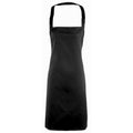 Black - Front - Premier Ladies-Womens Essential Bib Apron - Catering Workwear (Pack of 2)