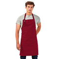 Burgundy - Back - Premier Unisex Calibre Heavy Cotton Canvas Bib Apron (Pack of 2)