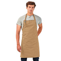 Khaki - Back - Premier Unisex Calibre Heavy Cotton Canvas Bib Apron (Pack of 2)