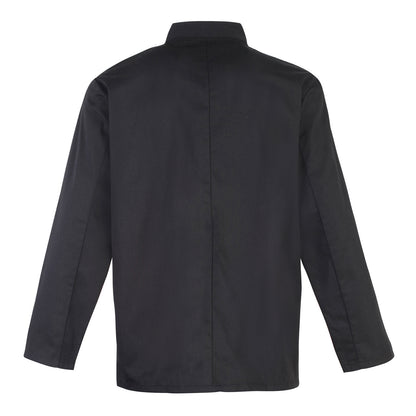 Black - Back - Premier Studded Front Long Sleeve Chefs Jacket - Chefswear (Pack of 2)