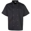 White - Front - Premier Unisex Studded Front Short Sleeve Chefs Jacket (Pack of 2)