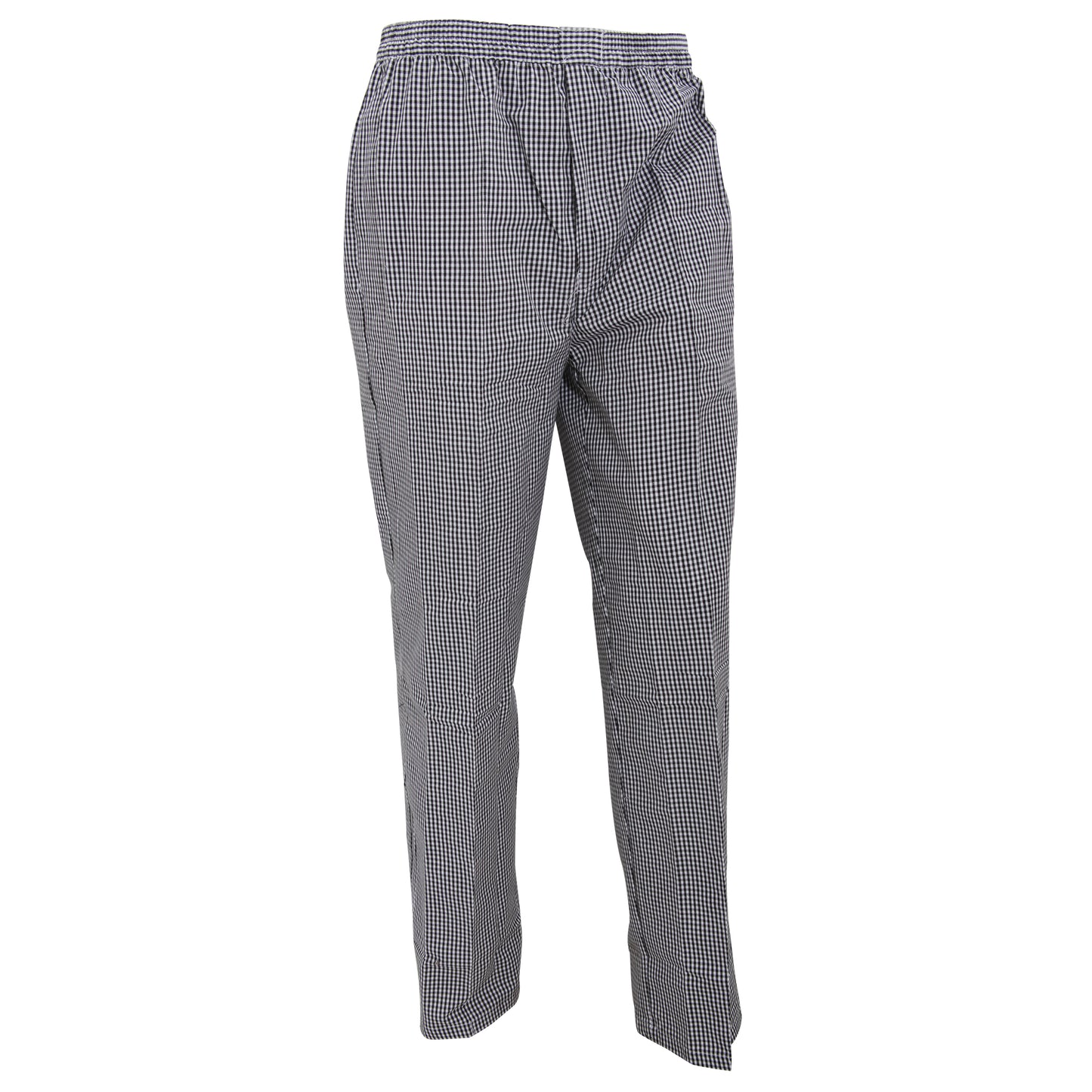 Black-White Check - Front - Premier Unisex Pull-on Chefs Trousers - Catering Workwear (Pack of 2)