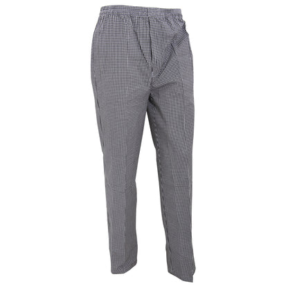 Black-White Check - Front - Premier Unisex Pull-on Chefs Trousers - Catering Workwear (Pack of 2)