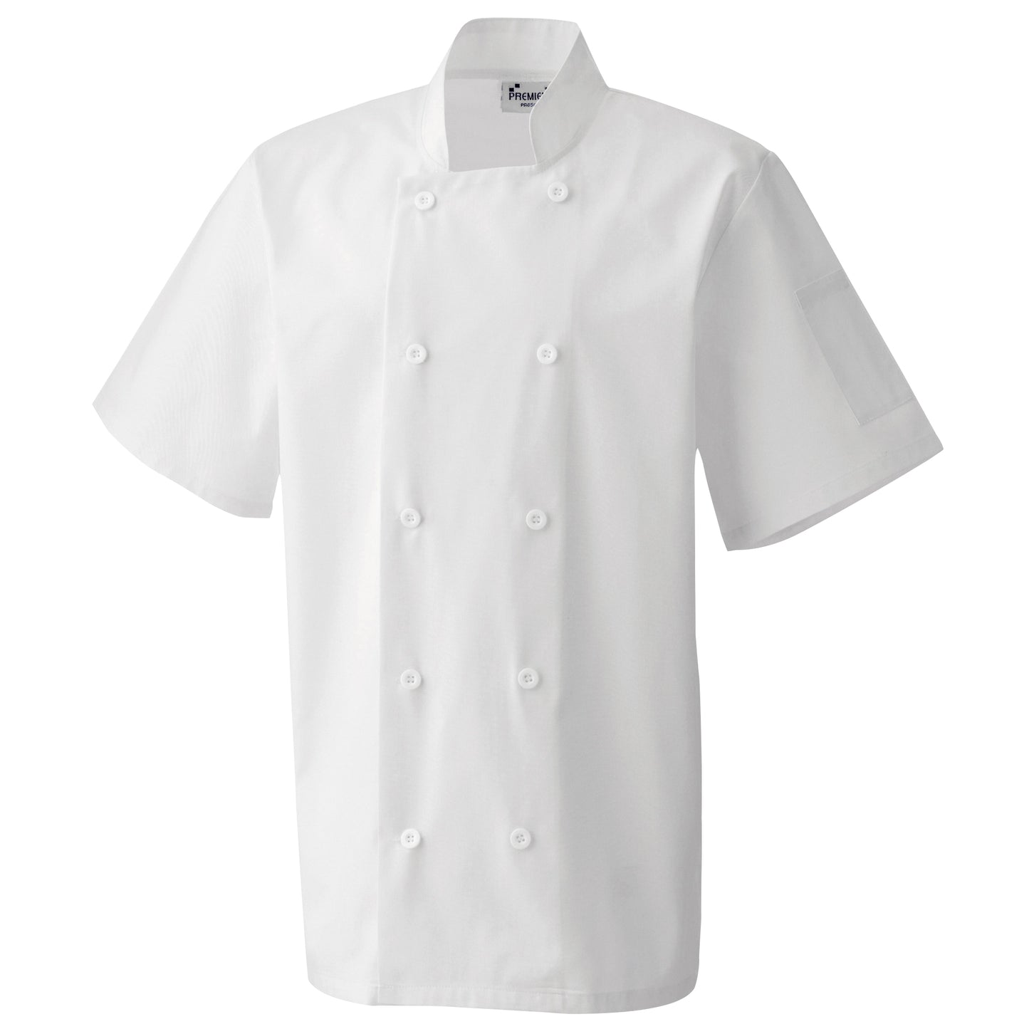 White - Front - Premier Unisex Short Sleeved Chefs Jacket - Workwear (Pack of 2)