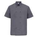 Steel Grey - Front - Premier Unisex Short Sleeved Chefs Jacket - Workwear (Pack of 2)