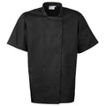 Black - Front - Premier Unisex Short Sleeved Chefs Jacket - Workwear (Pack of 2)