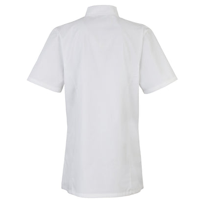 White - Back - Premier Womens-Ladies Short Sleeve Chefs Jacket - Chefswear (Pack of 2)