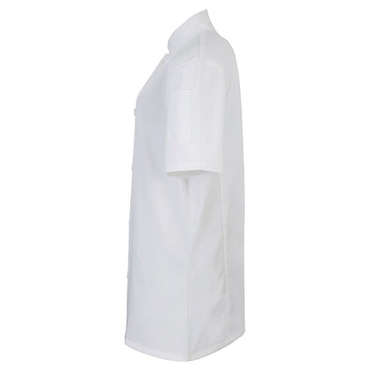White - Side - Premier Womens-Ladies Short Sleeve Chefs Jacket - Chefswear (Pack of 2)