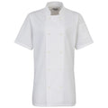 White - Front - Premier Womens-Ladies Short Sleeve Chefs Jacket - Chefswear (Pack of 2)