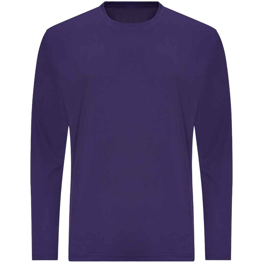 Purple - Front - AWDis Just Cool Mens Long Sleeve Cool Sports Performance Plain T-Shirt