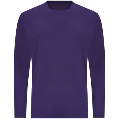 Purple - Front - AWDis Just Cool Mens Long Sleeve Cool Sports Performance Plain T-Shirt