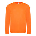 Electric Orange - Front - AWDis Just Cool Mens Long Sleeve Cool Sports Performance Plain T-Shirt